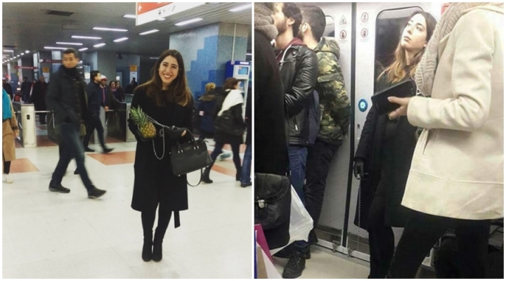 Ankara metrosunda garip olay: Ananası tasmayla gezdirdi! 3
