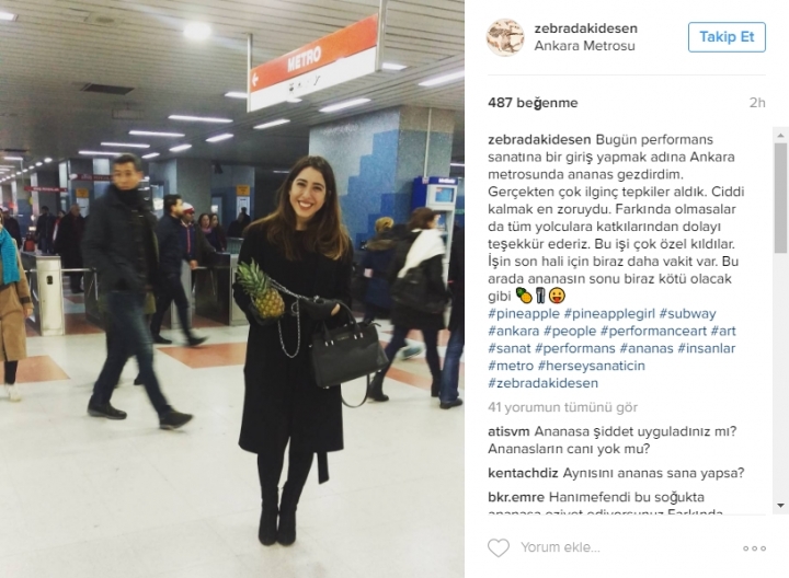 Ankara metrosunda garip olay: Ananası tasmayla gezdirdi! 4