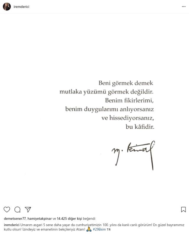 Ünlü isimlerden Cumhuriyet Bayramı paylaşımları! 10