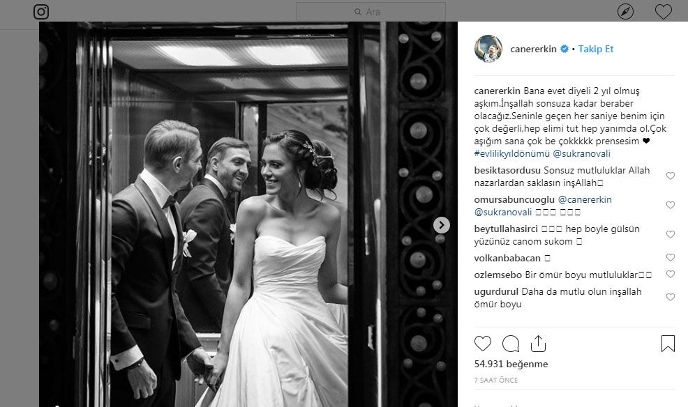 Caner Erkin, Şükran Ovalı'yla olan evliliğinin 2. yılını bu fotoğrafla kutladı 4