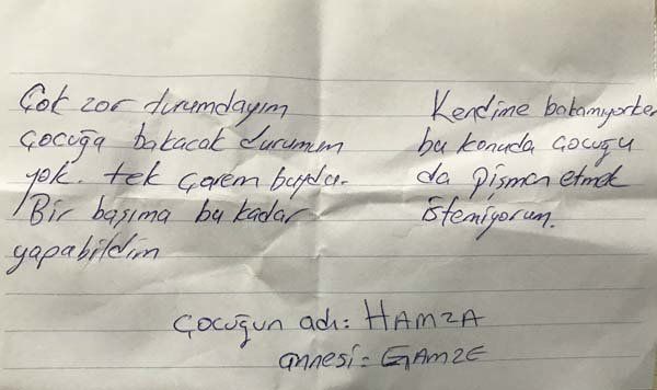 Küçük Hamza beş satırlık bir notla terk edildi! 5