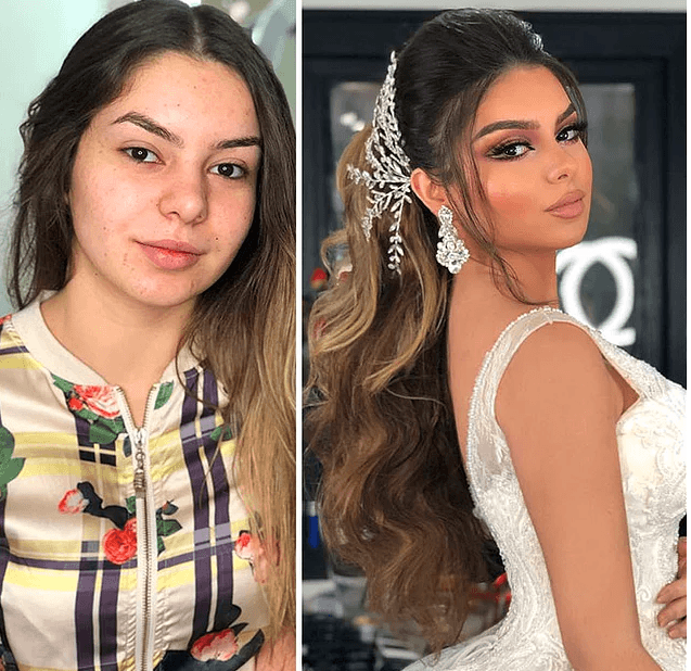 Öyle bir makyaj yaptı ki! Damat bile tanıyamadı 9