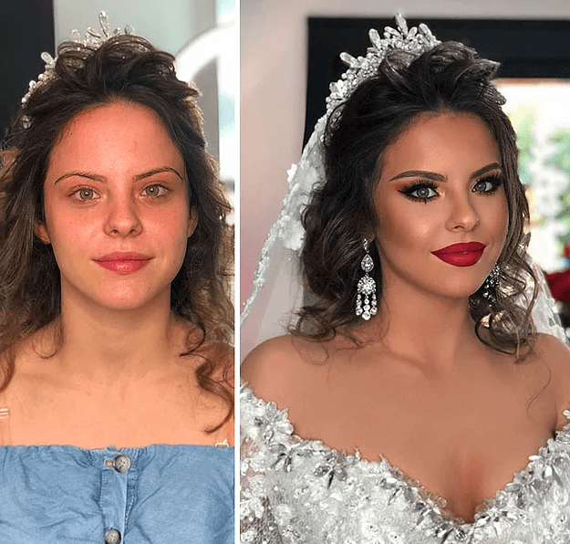 Öyle bir makyaj yaptı ki! Damat bile tanıyamadı 10