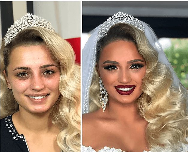 Öyle bir makyaj yaptı ki! Damat bile tanıyamadı 11