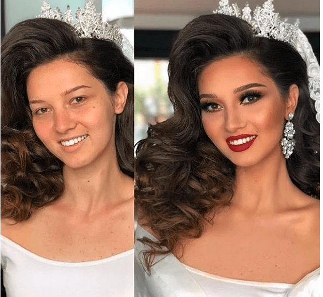 Öyle bir makyaj yaptı ki! Damat bile tanıyamadı 3