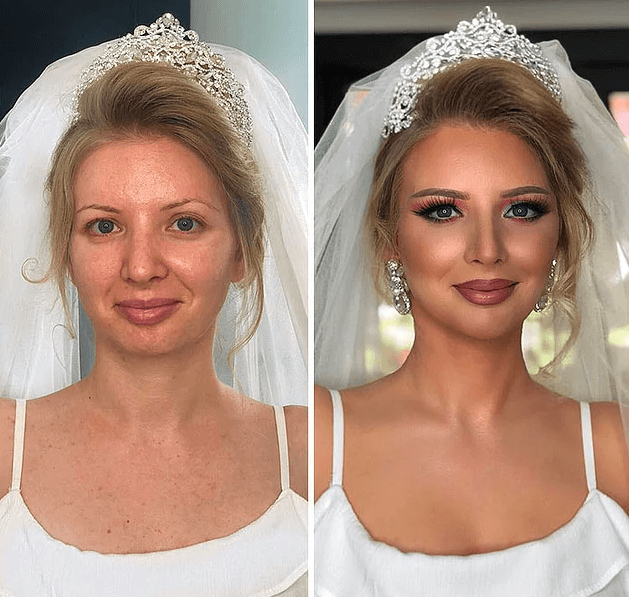 Öyle bir makyaj yaptı ki! Damat bile tanıyamadı 4