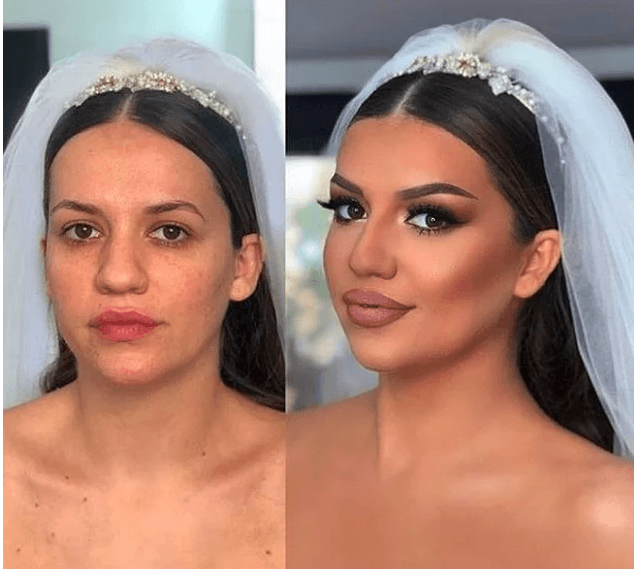 Öyle bir makyaj yaptı ki! Damat bile tanıyamadı 8