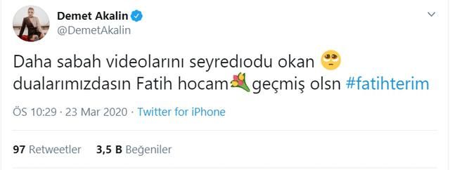 Ünlülerden Fatih Terim'e duygusal mesajlar 13