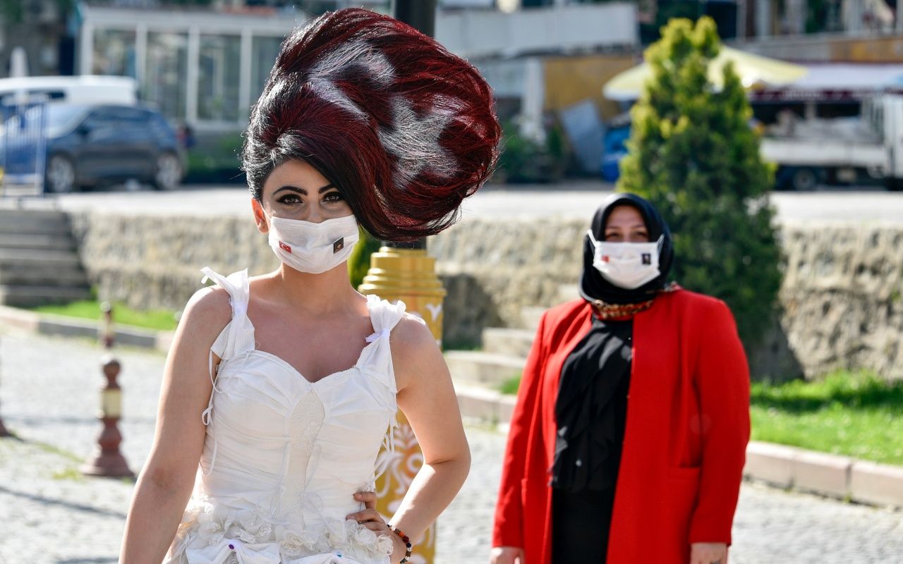 Koronaya karşı 'maskeli gelinlik' üretildi 10