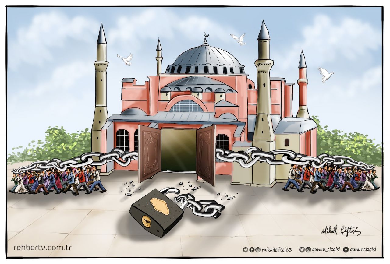 Karikatürlerle Ayasofya'nın ibadete açılması... 7