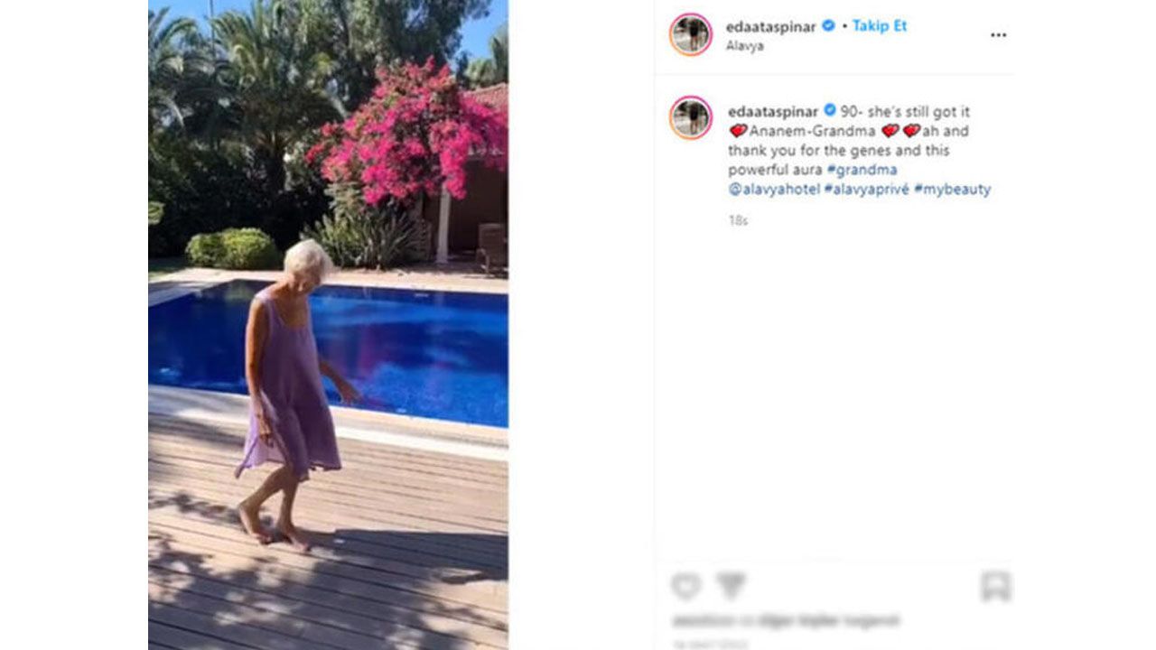 Eda Taşpınar anneannesiyle yoga yaptı 5