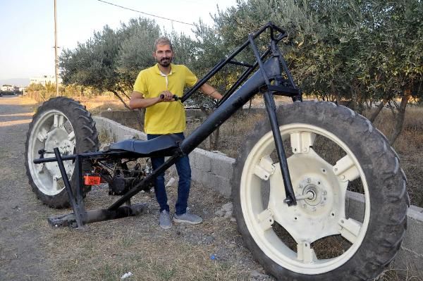 Traktör tekerli motosiklet yaptı 1