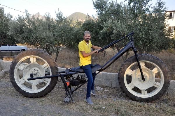 Traktör tekerli motosiklet yaptı 4