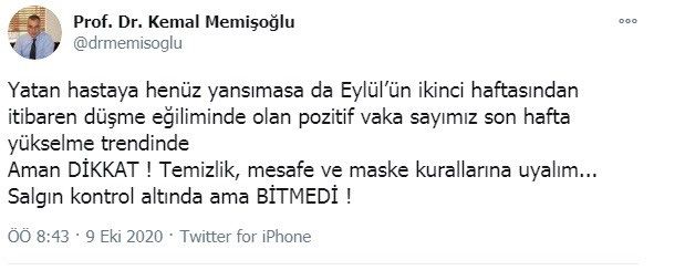 Dr. Kemal Memişoğlu: 'Pozitif hasta sayımız yükselme trendinde 3