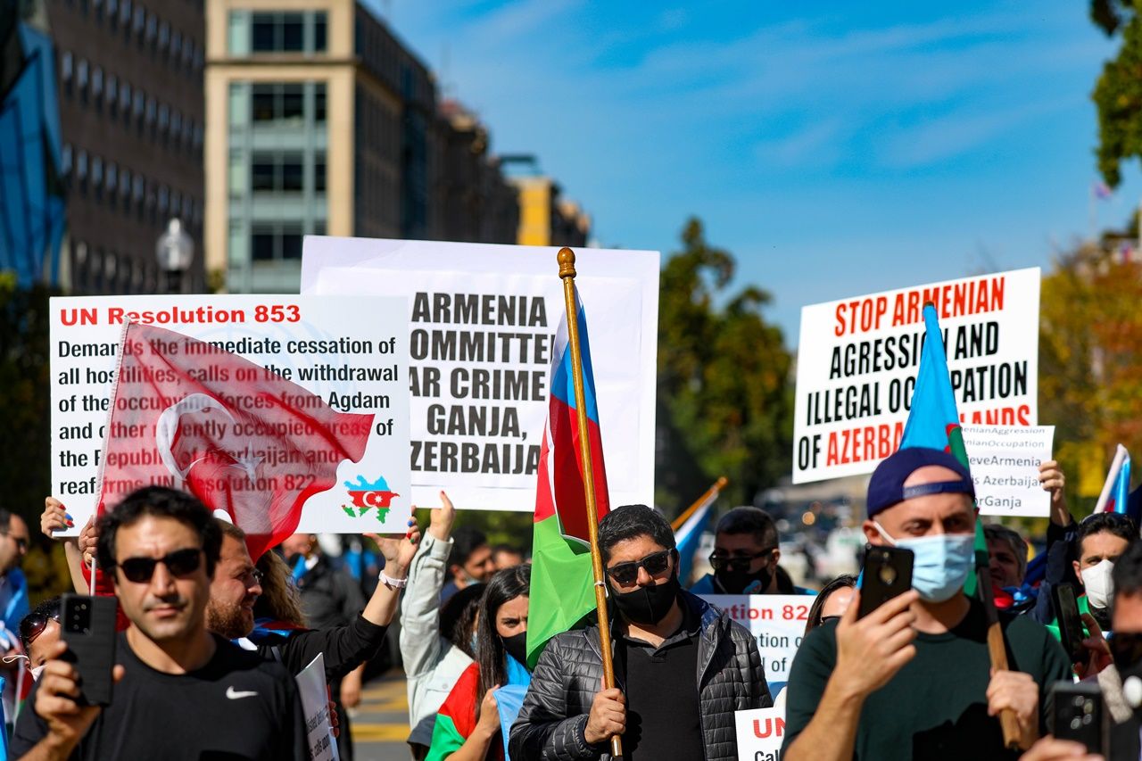 Beyaz Saray önünde Azerbaycan'a destek gösterisi 9
