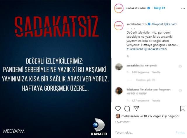 Sadakatsiz dizisinin yeni bölümü pandemi sebebiyle yayınlanmayacak! 2