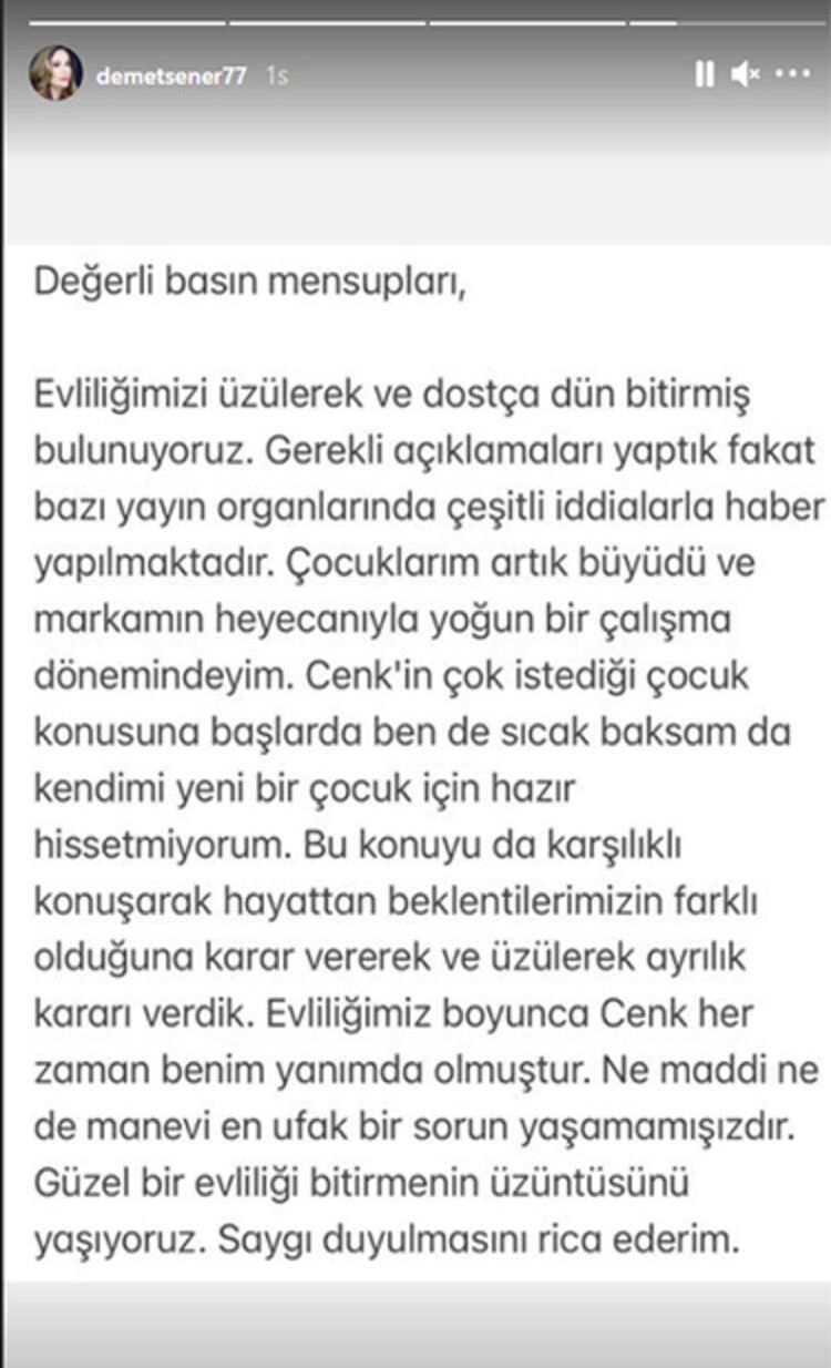 Ayrılık sonrası Demet Şener'den ilk açıklama... 5