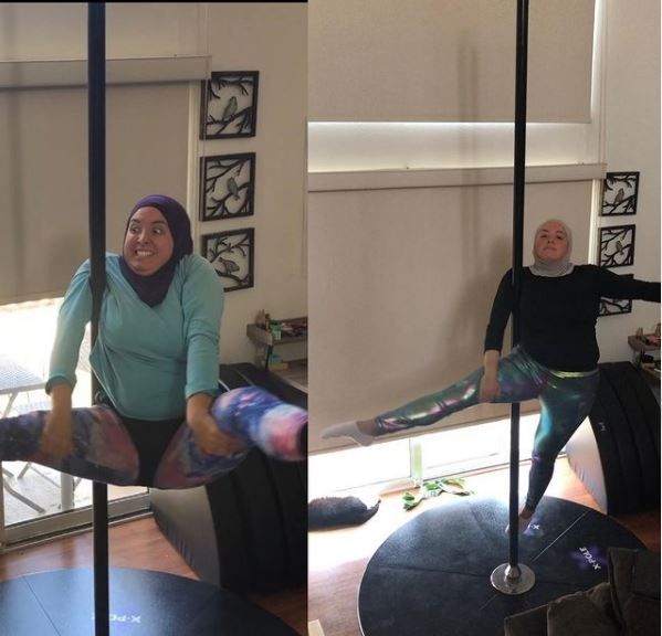 Başörtülü kadının direk dansı yaptığı anlar sosyal medyada viral oldu! 5