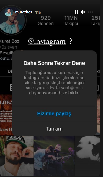 Instagram'da 'daha sonra tekrar dene' hatası! Ünlü isimler isyan etti 17