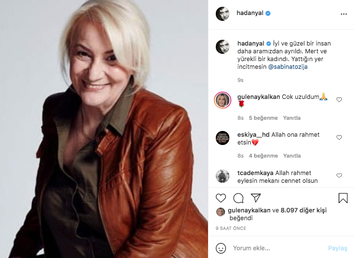 Ünlü isimlerden Sabina Toziya paylaşımları... Acı haberle kahroldular 8