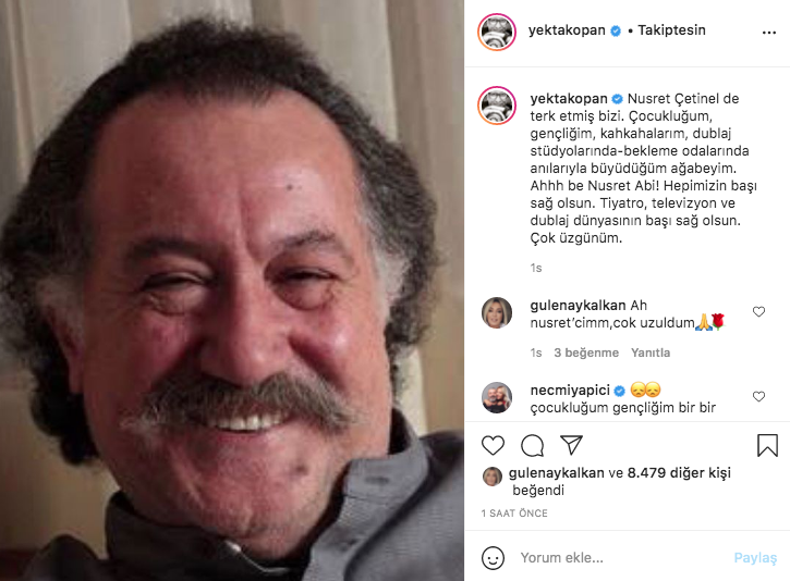 Sanat camiası yasta... Ünlü isimlerden Nusret Çetinel paylaşımları 8