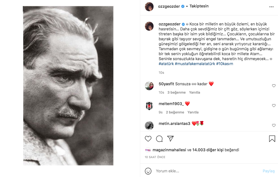 Ünlü isimlerden 10 Kasım paylaşımları 21