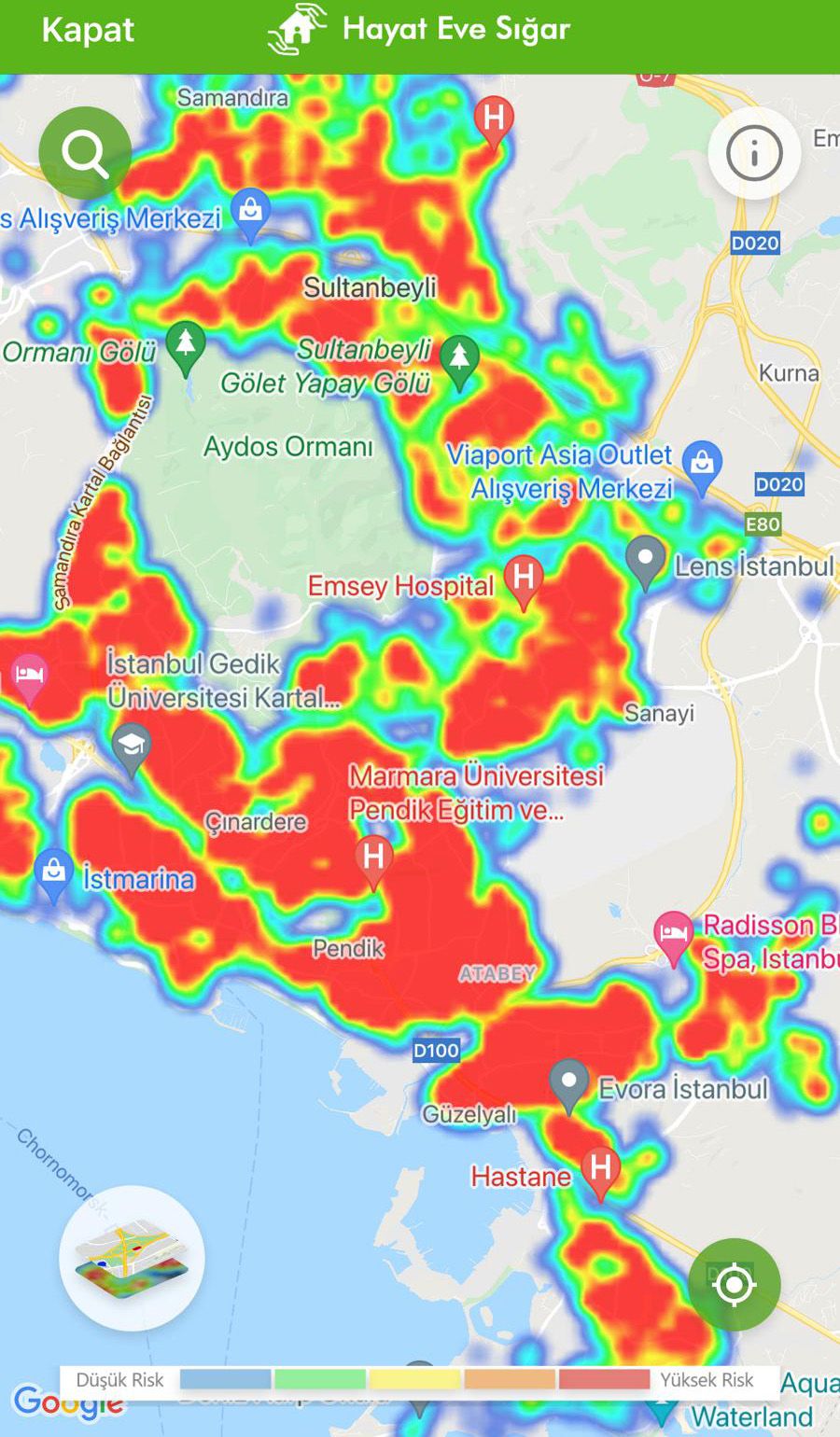 Hayat Eve Sığar uygulamasında İstanbul kıpkırmızı 8