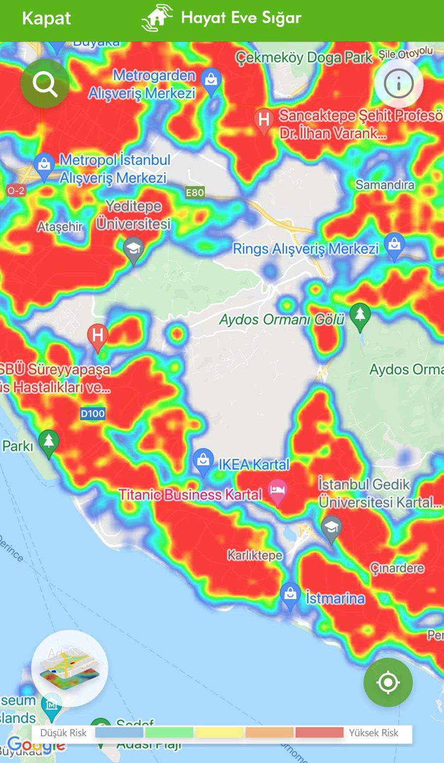 Hayat Eve Sığar uygulamasında İstanbul kıpkırmızı 7