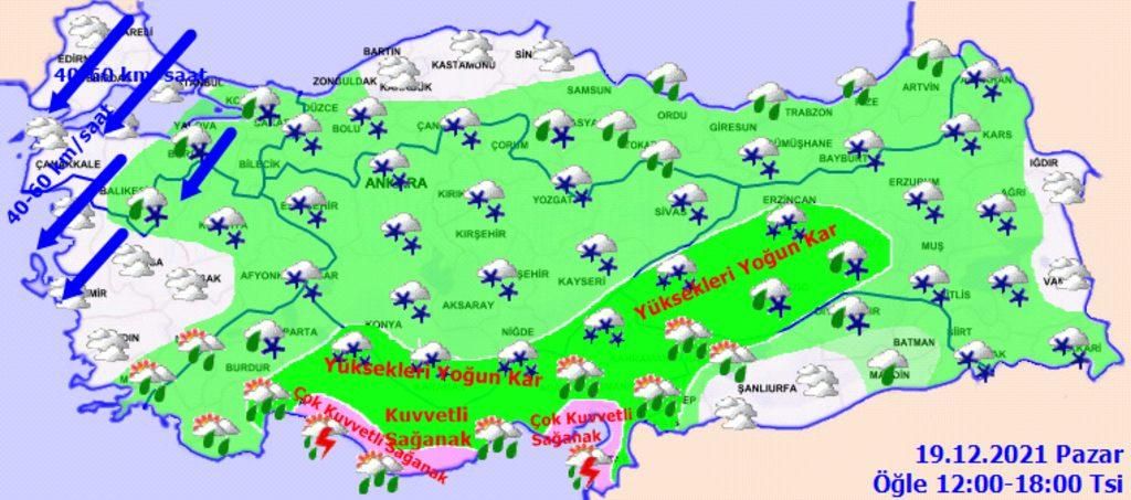 Meteoroloji'den çok sayıda il için kar yağışı uyarısı: 19 Aralık 2021 hava durumu 7
