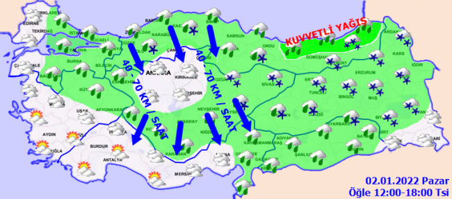 Meteoroloji'den yurdun büyük kesimine yağış uyarısı: 2 Ocak 2022 Pazar hava durumu 3
