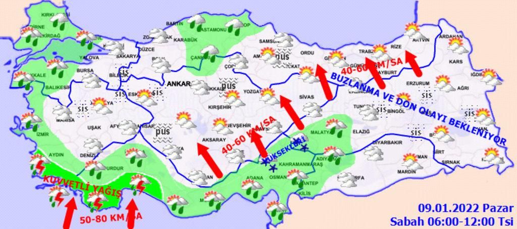 9 Ocak 2022 hava durumu... Meteoroloji'den sert rüzgar ve yağış uyarısı geldi 2
