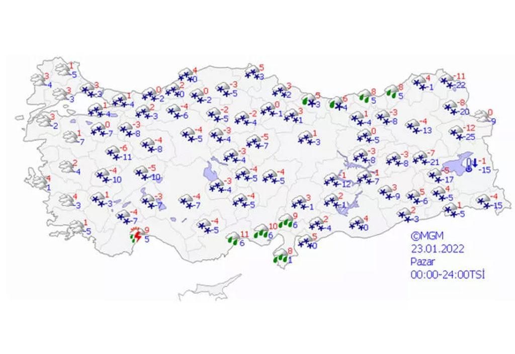 Meteoroloji’den çok sayıda ile sarı ve turuncu uyarı! 23 Ocak 2022 hava durumu 1