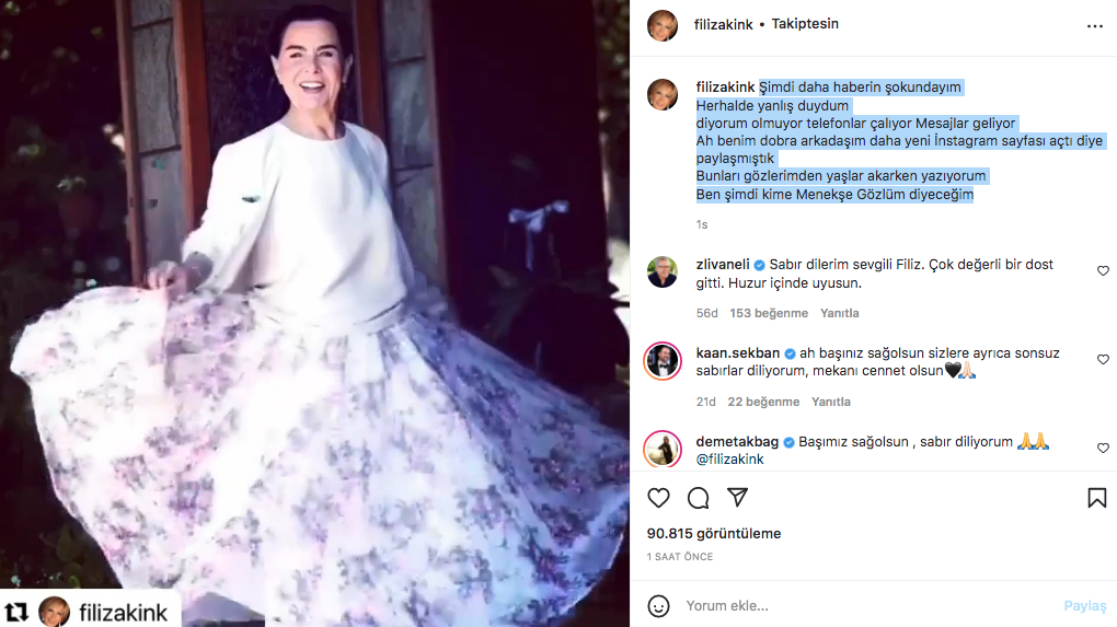 Sanat camiasının ünlü isimlerinden Fatma Girik paylaşımları... Usta oyuncuya böyle veda ettiler 24