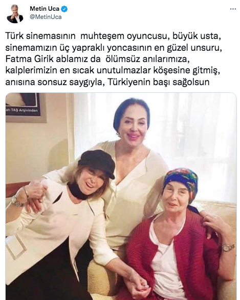 Sanat camiasının ünlü isimlerinden Fatma Girik paylaşımları... Usta oyuncuya böyle veda ettiler 23