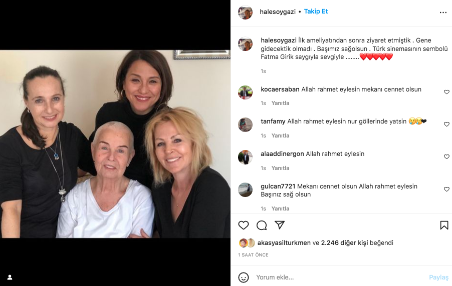 Sanat camiasının ünlü isimlerinden Fatma Girik paylaşımları... Usta oyuncuya böyle veda ettiler 33