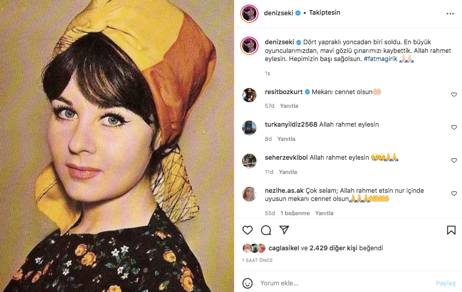 Sanat camiasının ünlü isimlerinden Fatma Girik paylaşımları... Usta oyuncuya böyle veda ettiler 38