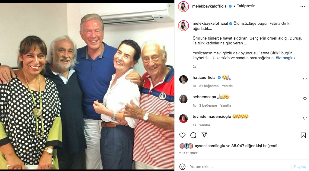 Sanat camiasının ünlü isimlerinden Fatma Girik paylaşımları... Usta oyuncuya böyle veda ettiler 45