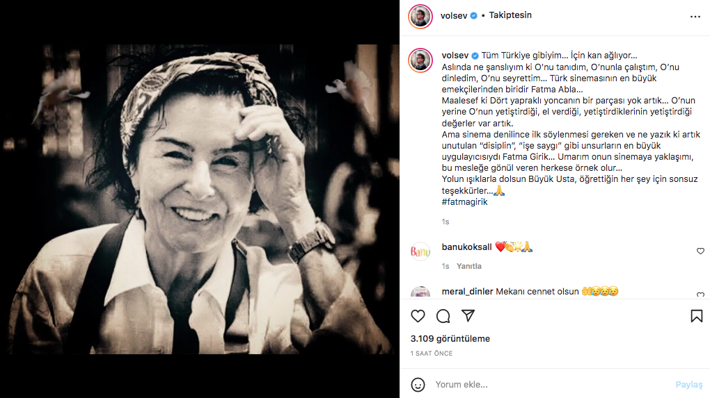 Sanat camiasının ünlü isimlerinden Fatma Girik paylaşımları... Usta oyuncuya böyle veda ettiler 54