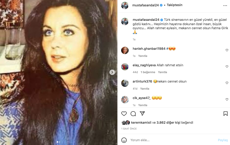 Sanat camiasının ünlü isimlerinden Fatma Girik paylaşımları... Usta oyuncuya böyle veda ettiler 58