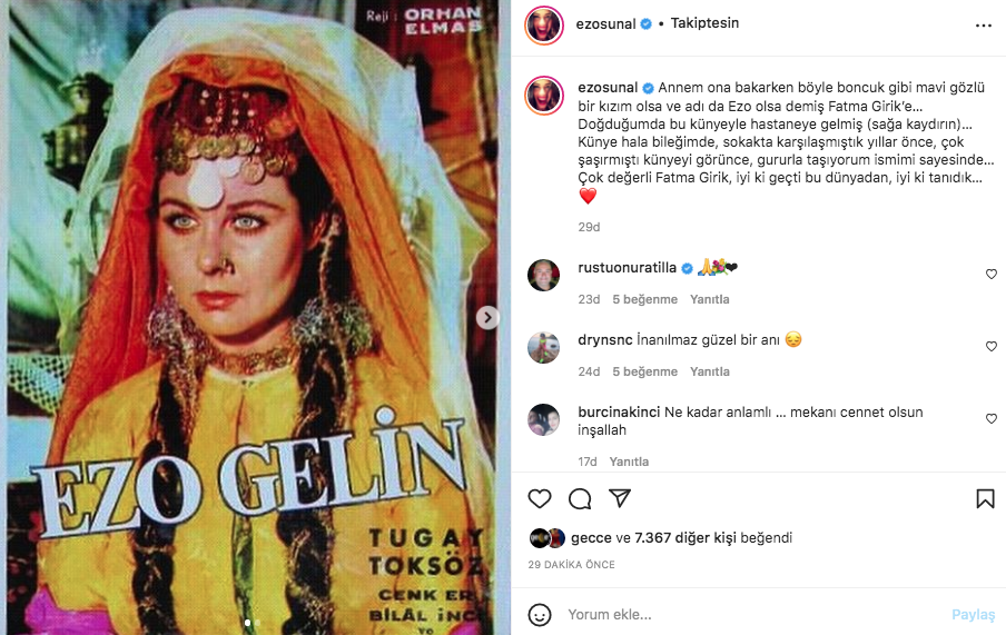 Sanat camiasının ünlü isimlerinden Fatma Girik paylaşımları... Usta oyuncuya böyle veda ettiler 40