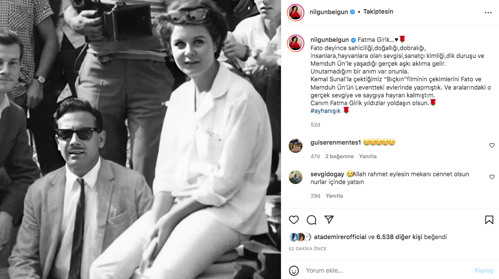 Sanat camiasının ünlü isimlerinden Fatma Girik paylaşımları... Usta oyuncuya böyle veda ettiler 57