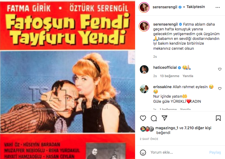 Sanat camiasının ünlü isimlerinden Fatma Girik paylaşımları... Usta oyuncuya böyle veda ettiler 52