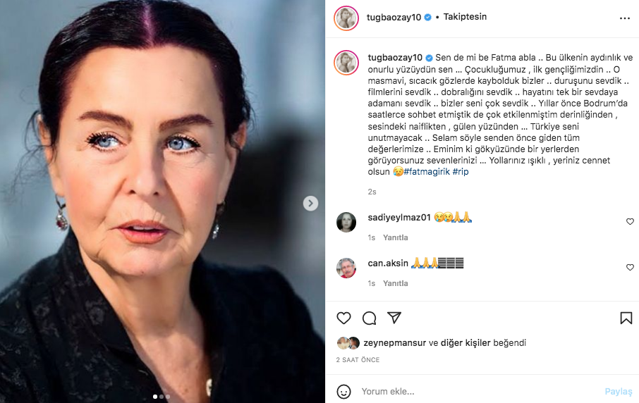 Sanat camiasının ünlü isimlerinden Fatma Girik paylaşımları... Usta oyuncuya böyle veda ettiler 51