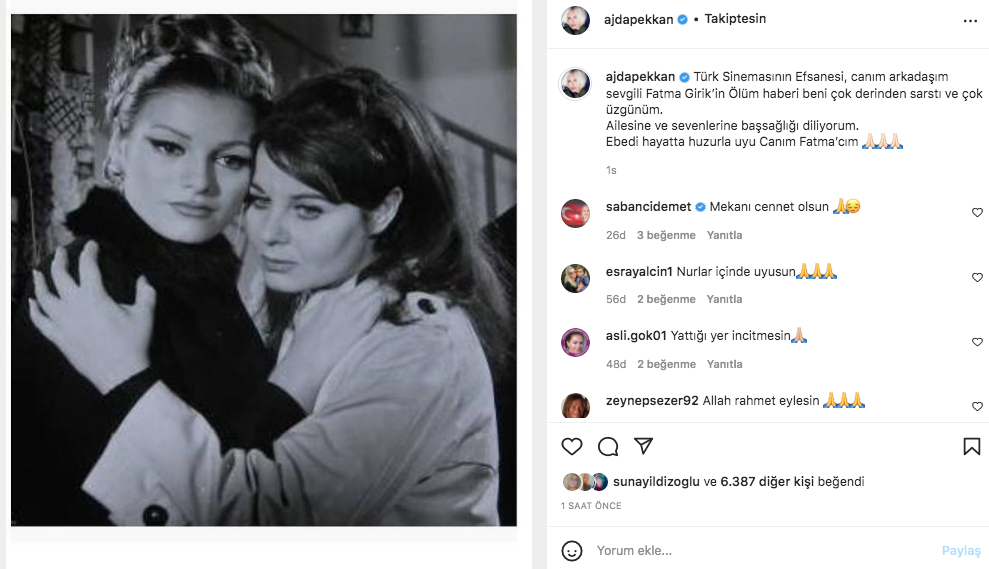 Sanat camiasının ünlü isimlerinden Fatma Girik paylaşımları... Usta oyuncuya böyle veda ettiler 19