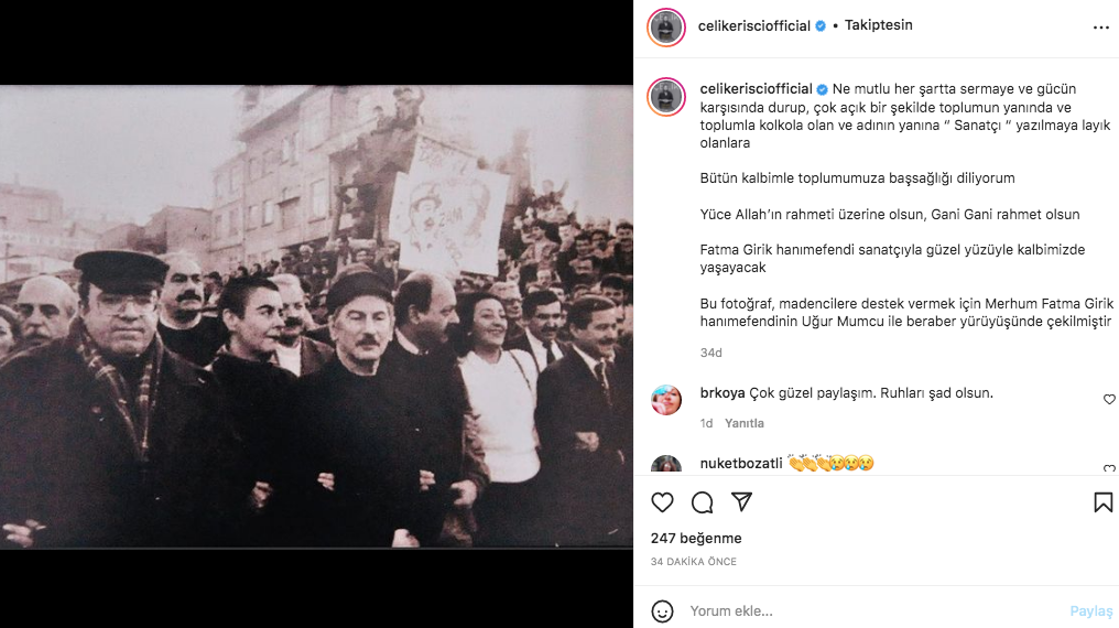 Sanat camiasının ünlü isimlerinden Fatma Girik paylaşımları... Usta oyuncuya böyle veda ettiler 76
