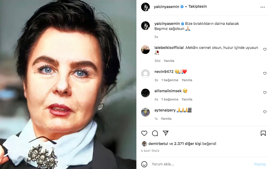 Sanat camiasının ünlü isimlerinden Fatma Girik paylaşımları... Usta oyuncuya böyle veda ettiler 89