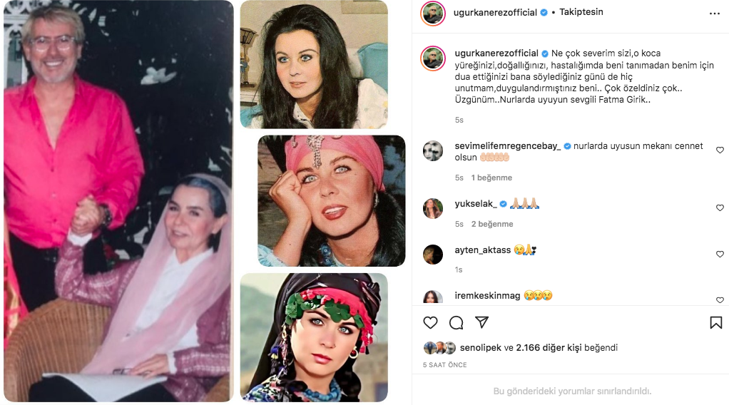 Sanat camiasının ünlü isimlerinden Fatma Girik paylaşımları... Usta oyuncuya böyle veda ettiler 87