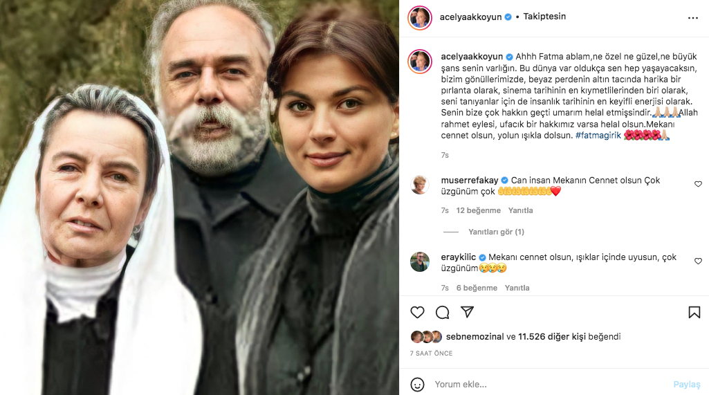Sanat camiasının ünlü isimlerinden Fatma Girik paylaşımları... Usta oyuncuya böyle veda ettiler 91
