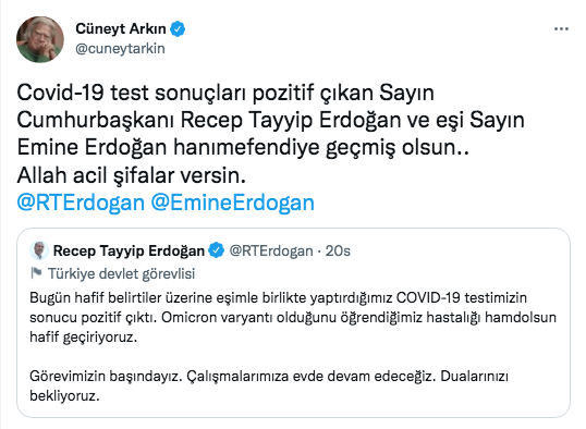Cumhurbaşkanı Erdoğan ve eşi Emine Erdoğan'a sanat camiasının ünlü isimlerinden 'geçmiş olsun' mesajları yağdı 8
