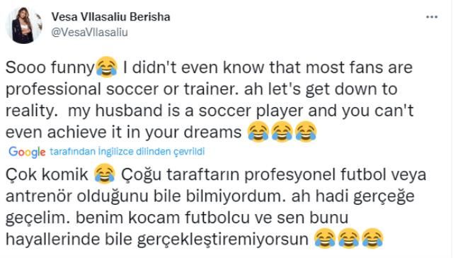 Vesa Berisha'yı çıldırtan yorum! Kocasını eleştiren bir Fenerbahçe taraftarına sosyal medyada ateş püskürdü 10